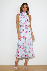 Got Me Looking Satin Maxi Dress Blue