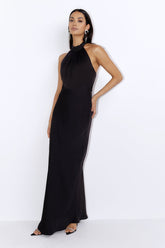 Formal Night Out Satin Maxi Dress Black
