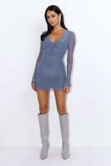 Dance To Me Mesh Mini Dress Charcoal