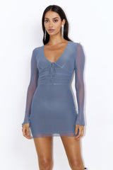 Dance To Me Mesh Mini Dress Charcoal