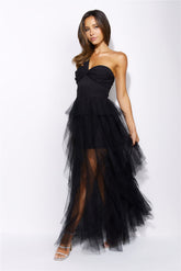 Lavish Style Tulle Maxi Dress Black