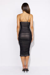 Her Era Mesh Midi Dress Black