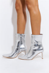 BILLINI Joannie Boots Silver Metallic Croc