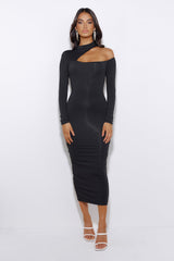 Late But Fashionable Midi Dress Black