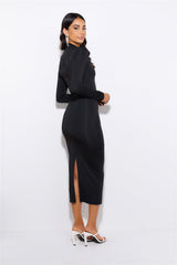 Late But Fashionable Midi Dress Black