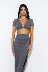 Energy For You Mesh Crop Top Grey