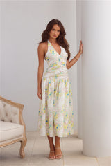 Island Dreamscape Halter Midi Dress Print