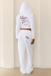 BASE Lucky Girl Zip Up Hoodie White