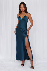 HELLO MOLLY The Sophia Satin Maxi Dress Teal
