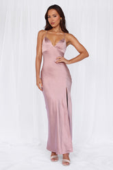 HELLO MOLLY The Sophia Satin Maxi Dress Dusty Pink