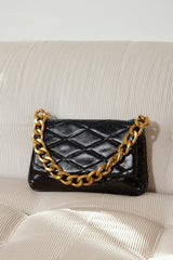 BILLINI Magnolia Shoulder Bag Black Patent Quilted