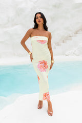 Enchanting Stories Strapless Satin Maxi Dress Yellow