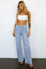 DNM High Rise Wide Leg Denim Jeans Light Blue