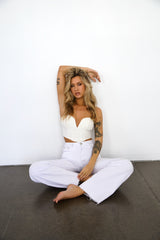 DNM High Rise Wide Leg Denim Jeans White