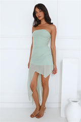 Hour Of Style Mesh Strapless Mini Dress Lime