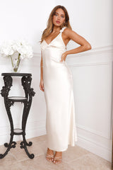 Parties In Spring Satin Maxi Dress Champagne