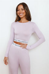 HELLO MOLLY Sweet Dreams Pyjama Long Sleeve Crop Top Lilac