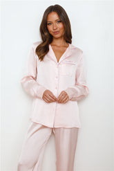 HELLO MOLLY Moonlight Hour Satin Pyjama Long Sleeve Top Pink