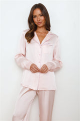 HELLO MOLLY Moonlight Hour Satin Pyjama Long Sleeve Top Pink