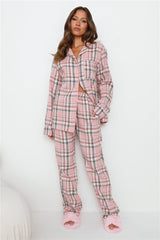 HELLO MOLLY Dreamland Flannelette Long Sleeve Pyjama Top Unisex Pink Check