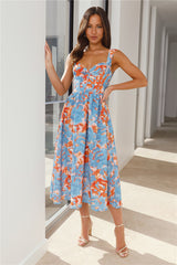 Magic In The Air Midi Dress Blue