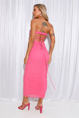 Look In The Mirror Mesh Midi Dress Pink
