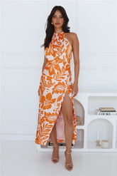 After Hour Style Halter Maxi Dress Orange