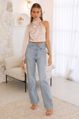 Love Deborah Satin Crop Top Beige
