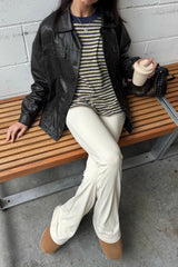 Bloom Long Sleeve Top Beige Stripe