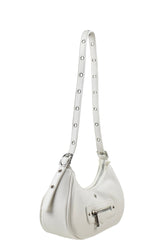 Moto Bag Black White Pebble Silver