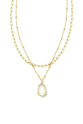 Alexandria Gold Multi Strand Necklace Iridescent Drusy