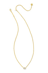 Fern Crystal Short Pendant Necklace Gold White Crystal