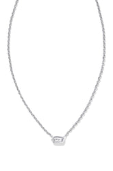 Fern Crystal Short Pendant Necklace Silver White Crystal