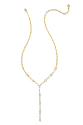 Lexi Y Necklace White Crystal Gold