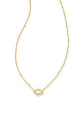 Mini Abbie Satellite Short Gold Pendant Necklace Ivory Mother Of Pearl