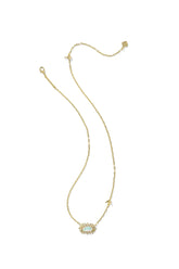 Elisa Bird Gold Short Pendant Necklace Opalite Illusion