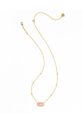 Elisa Lattice Frame Gold Short Pendant Necklace Blush Ivory Mother Of Pearl