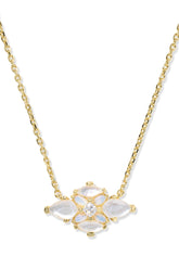 Abbie Gold Crystal Short Pendant Necklace Neutral Mix
