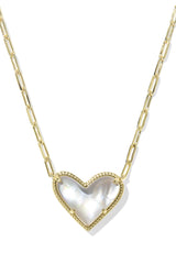 Ari Heart Statement Short Pendant Necklace Gold