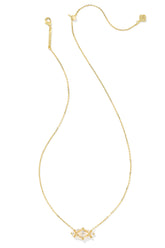 Lindy Rae Elisa Gold Short Pendant Necklace White Crystal