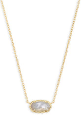 Elisa Gold Statement Short Pendant Necklace Ivory Mother Of Pearl