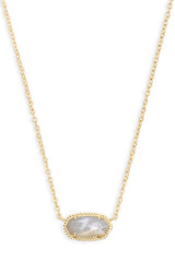 Elisa Gold Statement Short Pendant Necklace Ivory Mother Of Pearl
