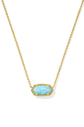 Elisa Gold Pendant Necklace Light Teal Kyocera Opal