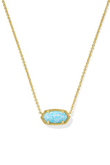 Elisa Gold Pendant Necklace Light Teal Kyocera Opal