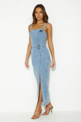 Getting Groovy Midi Dress Denim