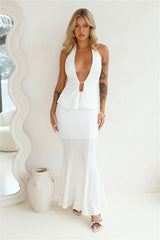 Moonlit Vibe Halter Top White