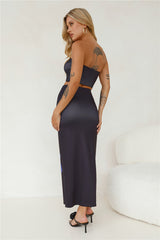 Pansies Bouquet Maxi Skirt Black