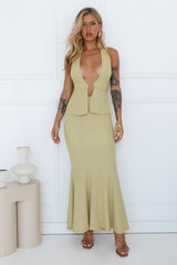 Moonlit Vibe Maxi Skirt Lime