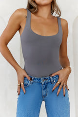 HELLO MOLLY BASE Everyday Staple Singlet Top Charcoal