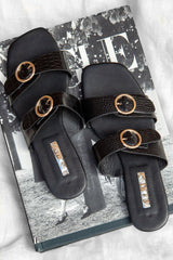 BILLINI Alaia Slides Black Croc